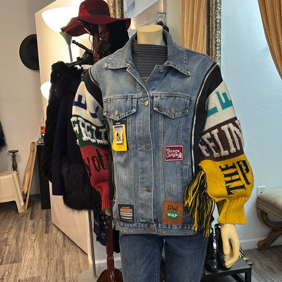 Denim fringe  multi colored jacket - Picture 13 of 13